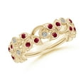 thumbnail image 1 of ANGARA Natural Nature Inspired Round Ruby & Diamond Vine Ring in 14K Yellow Gold for Women (Size-1.3mm) | July Birthstone, Birthday, Anniversary, Jewelry Gift for Women | Natural Ruby Ring, 1 of 9