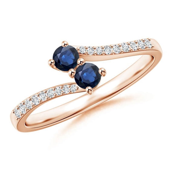 Angara Natural 0.28 Ct. Blue Sapphire with Diamond Classic Ring in 14K Rose Gold for Women (Ring Size: 3.5)