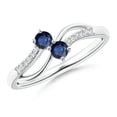 thumbnail image 1 of Angara Natural 0.28 Ct. Blue Sapphire with Diamond Side Stone Ring in 14K White Gold for Women (Ring Size: 3.5), 1 of 8