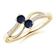 thumbnail image 1 of Angara Natural 0.28 Ct. Blue Sapphire with Diamond Side Stone Ring in 14K Yellow Gold for Women (Ring Size: 3.5), 1 of 8