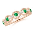 thumbnail image 1 of ANGARA Natural Art Deco Style Emerald Scalloped Anniversary Ring in 14K Rose Gold for Women (Size-2.4mm) | May Birthstone, Birthday, Anniversary, Jewelry Gift for Women | Natural Emerald Ring, 1 of 9