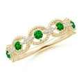 thumbnail image 1 of ANGARA Natural Art Deco Style Emerald Scalloped Anniversary Ring in 14K Yellow Gold for Women (Size-2.4mm) | May Birthstone, Birthday, Anniversary, Jewelry Gift for Women | Natural Emerald Ring, 1 of 9