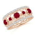 thumbnail image 1 of ANGARA Natural Art Deco Inspired Graduated Ruby and Diamond Ring in 14K Rose Gold for Women (Size-3.8mm) | July Birthstone, Birthday, Anniversary, Jewelry Gift for Women | Natural Ruby Ring, 1 of 10