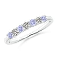 thumbnail image 1 of ANGARA Natural Half Eternity 7 Stone Tanzanite and Diamond Wedding Ring in 14K White Gold for Women (Size-2.5mm) | December Birthstone, Anniversary, Jewelry Gift for Women | Natural Tanzanite Ring, 1 of 11