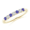 thumbnail image 1 of ANGARA Natural Half Eternity 7 Stone Tanzanite and Diamond Wedding Ring in 14K Yellow Gold for Women (Size-2.5mm) | December Birthstone, Anniversary, Jewelry Gift for Women | Natural Tanzanite Ring, 1 of 10