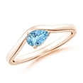 thumbnail image 1 of ANGARA Natural Pear Aquamarine Wave Shank Solitaire Engagement Ring in 14K Rose Gold for Women (Size-6x4mm) | March Birthstone, Birthday, Anniversary, Jewelry Gift for Women | Natural Aquamarine Ring, 1 of 9