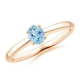 thumbnail image 1 of ANGARA Natural Classic Solitaire Oval Aquamarine Promise Ring in 14K Rose Gold for Women (Size-5x4mm) | March Birthstone, Birthday, Anniversary, Jewelry Gift for Women | Natural Aquamarine Ring, 1 of 9