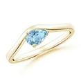 thumbnail image 1 of ANGARA Natural Pear Aquamarine Wave Shank Solitaire Engagement Ring in 14K Yellow Gold for Women (Size-6x4mm) | March Birthstone, Anniversary, Jewelry Gift for Women | Natural Aquamarine Ring, 1 of 10