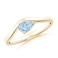 thumbnail image 1 of ANGARA Natural Pear Aquamarine Wave Shank Solitaire Engagement Ring in 14K Yellow Gold for Women (Size-6x4mm) | March Birthstone, Anniversary, Jewelry Gift for Women | Natural Aquamarine Ring, 1 of 9