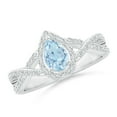 thumbnail image 1 of ANGARA Natural Twist Shank Pear Aquamarine Ring with Diamond Halo in 14K White Gold for Women (Size-6x4mm) | March Birthstone, Birthday, Anniversary, Jewelry Gift for Women | Natural Aquamarine Ring, 1 of 9