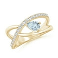 thumbnail image 1 of ANGARA Natural Criss Cross Pear Shaped Aquamarine Ring with Diamond Accents in 14K Yellow Gold for Women (Size-6x4mm) | March Birthstone, Anniversary, Jewelry Gift for Women | Natural Aquamarine Ring, 1 of 7