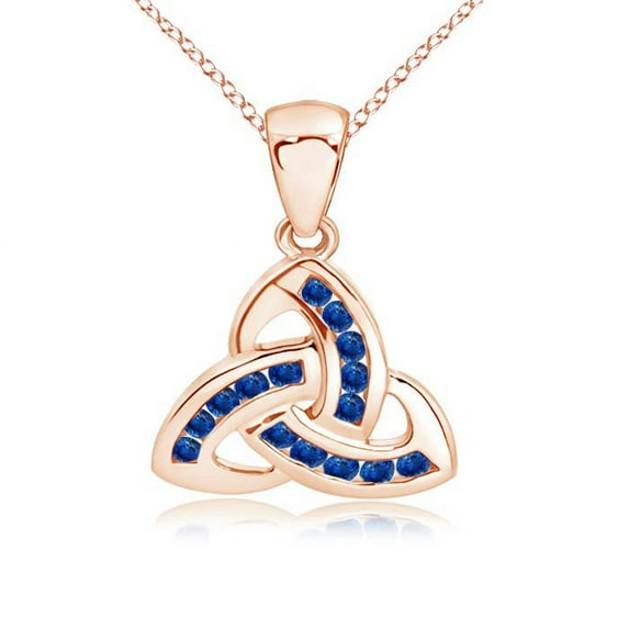 ANGARA Natural Dangling Blue Sapphire Celtic Knot Pendant in 14K Rose Gold for Women (Size-1.5mm) | September Birthstone, Anniversary, Jewelry Gift for Women | Natural Blue Sapphire Necklace