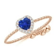 thumbnail image 1 of ANGARA Natural Heart-Shaped Sapphire Bolo Ring with Diamond Halo in 14K Rose Gold for Women (Size-4mm) | September Birthstone, Anniversary, Jewelry Gift for Women | Natural Blue Sapphire Ring, 1 of 9