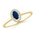 thumbnail image 1 of Angara Natural 0.3 Ct. Blue Sapphire with Diamond Halo Ring in 14K Yellow Gold for Women (Ring Size: 3), 1 of 8
