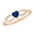 thumbnail image 1 of ANGARA Natural Solitaire Sapphire Heart Promise Ring with Diamond Accents in 14K Rose Gold for Women (Size-4mm) | September Birthstone, Anniversary, Jewelry Gift for Women | Natural Sapphire Ring, 1 of 9