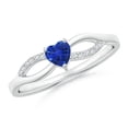 thumbnail image 1 of ANGARA Natural Sapphire Heart Promise Ring with Diamond Accents in 925 Sterling Silver for Women (Size-4mm) | September Birthstone, Anniversary, Jewelry Gift for Women | Natural Sapphire Ring, 1 of 9