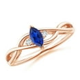 thumbnail image 1 of ANGARA Natural Blue Sapphire Engagement Ring with Diamonds in 14K Rose Gold for Women (Size-6x3mm) | September Birthstone, Anniversary, Jewelry Gift for Women | Natural Sapphire Ring, 1 of 10