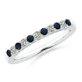 thumbnail image 1 of ANGARA Natural Blue Sapphire and Diamond Half Eternity Wedding Ring in 14K White Gold for Women (Size-2mm) | September Birthstone, Anniversary, Jewelry Gift for Women | Natural Blue Sapphire Ring, 1 of 9