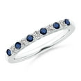 thumbnail image 1 of ANGARA Natural Blue Sapphire and Diamond Half Eternity Wedding Ring in 14K White Gold for Women (Size-2mm) | September Birthstone, Anniversary, Jewelry Gift for Women | Natural Blue Sapphire Ring, 1 of 10