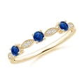 thumbnail image 1 of Angara Natural 0.3 Ct. Blue Sapphire with Diamond Non Eternity Wedding Band in 14K Yellow Gold for Women (Ring Size: 12), 1 of 9
