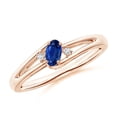 thumbnail image 1 of ANGARA Natural Blue Sapphire and Diamond Split Shank Engagement Ring in 14K Rose Gold for Women (Size-5x3mm) | September Birthstone, Anniversary, Jewelry Gift for Women | Natural Blue Sapphire Ring, 1 of 11