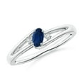 thumbnail image 1 of ANGARA Natural Blue Sapphire and Diamond Split Shank Engagement Ring in 14K White Gold for Women (Size-5x3mm) | September Birthstone, Anniversary, Jewelry Gift for Women | Natural Blue Sapphire Ring, 1 of 11