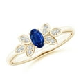 thumbnail image 1 of ANGARA Natural Vintage Style Oval Blue Sapphire Ring with Diamond Accents in 14K Yellow Gold for Women (Size-5x3mm) | September Birthstone, Anniversary, Jewelry Gift for Women | Natural Sapphire Ring, 1 of 8