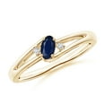 thumbnail image 1 of ANGARA Natural Blue Sapphire and Diamond Split Shank Engagement Ring in 14K Yellow Gold for Women (Size-5x3mm) | September Birthstone, Anniversary, Jewelry Gift for Women | Natural Blue Sapphire Ring, 1 of 11