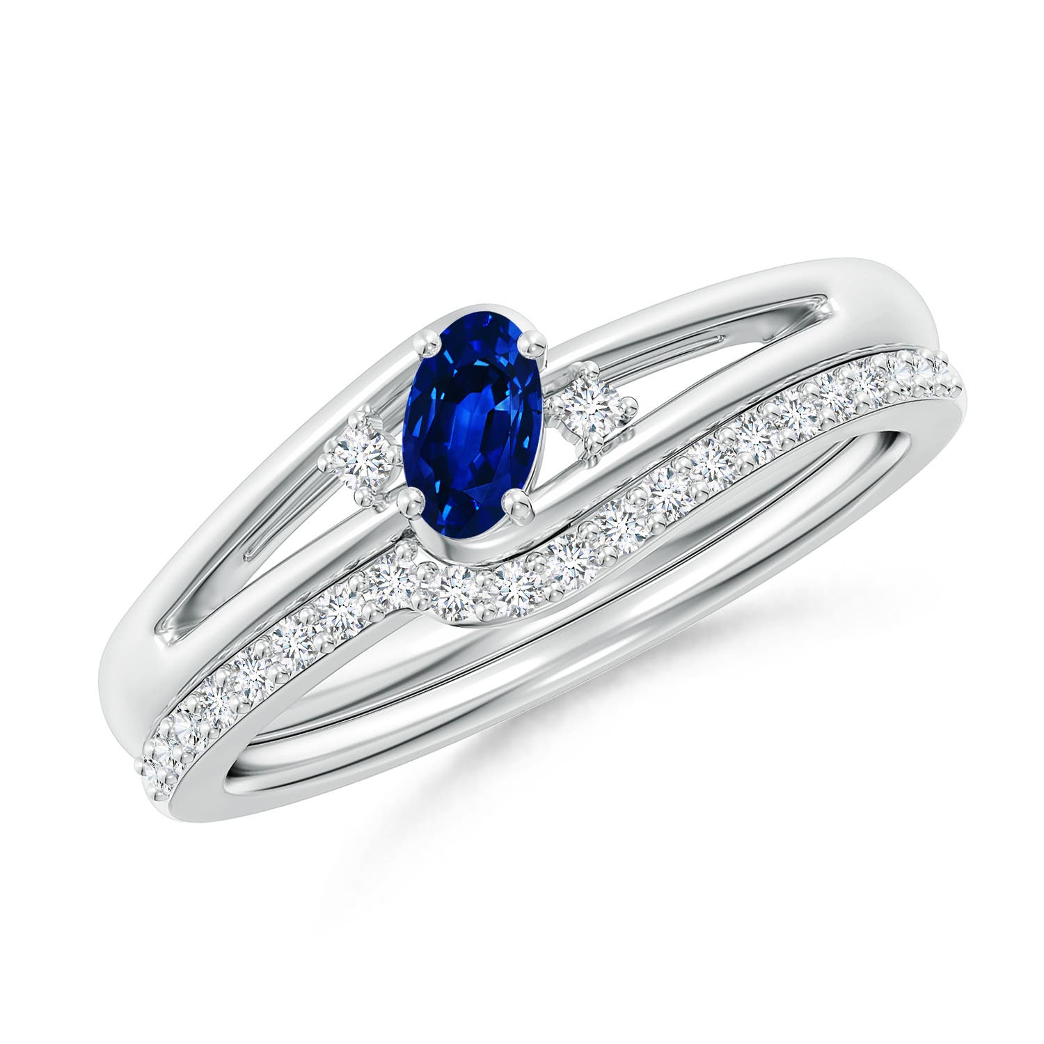 Angara Natural 0.3 Ct. Blue Sapphire with Diamond Solitaire Wedding ...