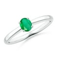 thumbnail image 1 of ANGARA Natural Classic Solitaire Oval Emerald Promise Ring in 925 Sterling Silver for Women (Size-5x4mm) | May Birthstone, Birthday, Anniversary, Jewelry Gift for Women | Natural Emerald Ring, 1 of 10