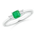 thumbnail image 1 of Angara Natural 0.3 Ct. Emerald with Diamond Classic Ring in 14K White Gold for Women (Ring Size: 12), 1 of 9