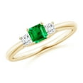 thumbnail image 1 of Angara Natural 0.3 Ct. Emerald with Diamond Classic Ring in 14K Yellow Gold for Women (Ring Size: 11.5), 1 of 9