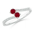 thumbnail image 1 of ANGARA Natural Two Stone Ruby Bypass Ring with Diamond Accents in 14K White Gold for Women (Size-3mm) | July Birthstone, Birthday, Anniversary, Jewelry Gift for Women | Natural Ruby Ring, 1 of 9