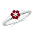 thumbnail image 1 of ANGARA Natural Classic Six Petal Ruby and Diamond Flower Ring in 14K White Gold for Women (Size-2mm) | July Birthstone, Birthday, Anniversary, Jewelry Gift for Women | Natural Ruby Ring, 1 of 10