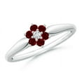 thumbnail image 1 of ANGARA Natural Classic Six Petal Ruby and Diamond Flower Ring in 14K White Gold for Women (Size-2mm) | July Birthstone, Birthday, Anniversary, Jewelry Gift for Women | Natural Ruby Ring, 1 of 10