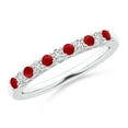 thumbnail image 1 of ANGARA Natural Ruby and Diamond Half Eternity Wedding Ring in 14K White Gold for Women (Size-2mm) | July Birthstone, Birthday, Anniversary, Jewelry Gift for Women | Natural Ruby Ring, 1 of 9