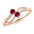 thumbnail image 1 of ANGARA Natural Classic Two Stone Ruby Bypass Split Shank Ring in 14K Rose Gold for Women (Size-3mm) | July Birthstone, Birthday, Anniversary, Jewelry Gift for Women | Natural Ruby Ring, 1 of 7