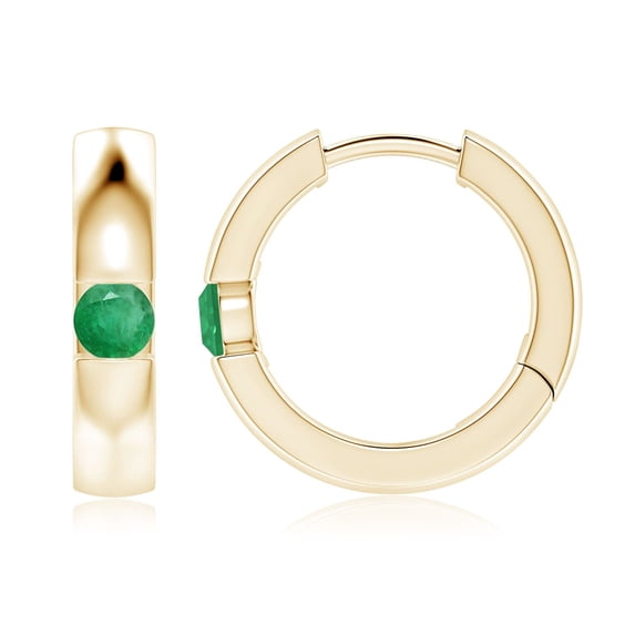 Angara Natural 0.3 ct. Emerald Hoop Earrings in 14K Yellow Gold for Women