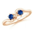thumbnail image 1 of ANGARA Natural Round Two Stone Twist Blue Sapphire Ring in 14K Rose Gold for Women (Size-3.2mm) | September Birthstone, Birthday, Anniversary, Jewelry Gift for Women | Natural Blue Sapphire Ring, 1 of 8