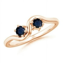 ANGARA Natural Round Two Stone Twist Blue Sapphire Ring in 14K Rose Gold for Women (Size-3.2mm) | September Birthstone, Birthday, Anniversary, Jewelry Gift for Women | Natural Blue Sapphire Ring