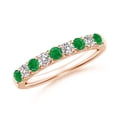 thumbnail image 1 of ANGARA Natural Shared Prong Emerald and Diamond Half Eternity Ring in 14K Rose Gold for Women (Size-2.5mm) | May Birthstone, Birthday, Anniversary, Jewelry Gift for Women | Natural Emerald Ring, 1 of 8