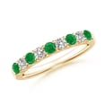thumbnail image 1 of ANGARA Natural Shared Prong Emerald and Diamond Half Eternity Ring in 14K Yellow Gold for Women (Size-2.5mm) | May Birthstone, Birthday, Anniversary, Jewelry Gift for Women | Natural Emerald Ring, 1 of 8