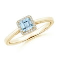 thumbnail image 1 of Angara Natural 0.33 Ct. Aquamarine with Diamond Halo Ring in 14K Yellow Gold for Women (Ring Size: 11.5), 1 of 9