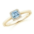 thumbnail image 1 of ANGARA Natural Classic Square Aquamarine Halo Ring in 14K Yellow Gold for Women (Size-4mm) | March Birthstone, Birthday, Anniversary, Jewelry Gift for Women | Natural Aquamarine Ring, 1 of 8