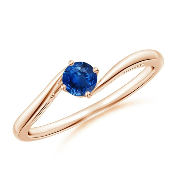 ANGARA Natural Round Blue Sapphire Solitaire Bypass Engagement Ring in 14K Rose Gold for Women (Size-4mm) | September Birthstone, Anniversary, Jewelry Gift for Women | Natural Blue Sapphire Ring