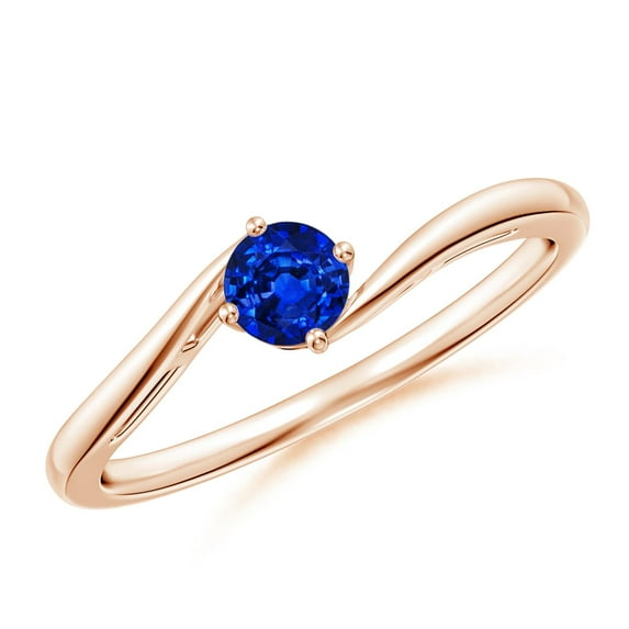 Angara Natural 0.33 Ct. Blue Sapphire Solitaire Ring in 14K Rose Gold for Women (Ring Size: 3.5)