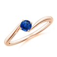 thumbnail image 1 of ANGARA Natural Round Blue Sapphire Solitaire Bypass Engagement Ring in 14K Rose Gold for Women (Size-4mm) | September Birthstone, Anniversary, Jewelry Gift for Women | Natural Blue Sapphire Ring, 1 of 9
