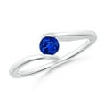 thumbnail image 1 of ANGARA Natural Bar-Set Solitaire Round Sapphire Bypass Ring in 14K White Gold for Women (Size-4mm) | September Birthstone, Birthday, Anniversary, Jewelry Gift for Women | Natural Blue Sapphire Ring, 1 of 10