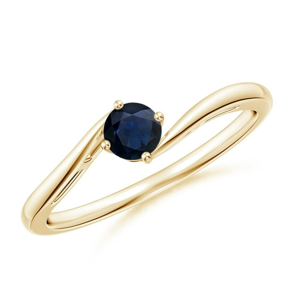 ANGARA Natural Round Blue Sapphire Solitaire Bypass Engagement Ring in 14K Yellow Gold for Women (Size-4mm) | September Birthstone, Anniversary, Jewelry Gift for Women | Natural Blue Sapphire Ring