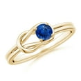 thumbnail image 1 of ANGARA Natural Solitaire Blue Sapphire Infinity Knot Engagement Ring in 14K Yellow Gold for Women (Size-4mm) | September Birthstone, Anniversary, Jewelry Gift for Women | Natural Blue Sapphire Ring, 1 of 12